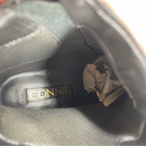 Connie fortune black leather square toe ankle boots block heels Sz 9 - Picture 7 of 8